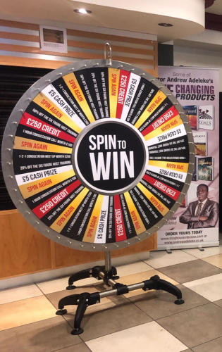 giant branded prize wheel